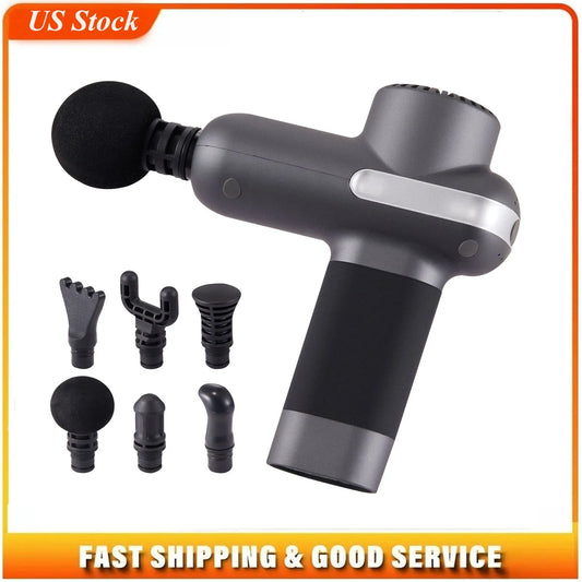Mini Massage Gun, Percussion Muscle Massage Gun for Athletes - with 5 Speed Levels & 6 Massage Heads, 7.4V 2500mAh Batteries, Handheld Small Massage Gun for Pain Relief, Muscle Relaxation