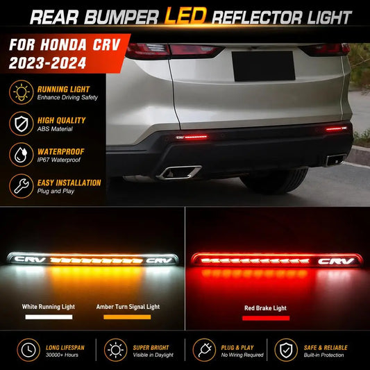 2x Rear Bumper Reflector LED Signal Light For Honda CRV 2023-2025 Car Dynamic Turn Signal Brake Warning Lamp Rear Fog Indicators Lamp