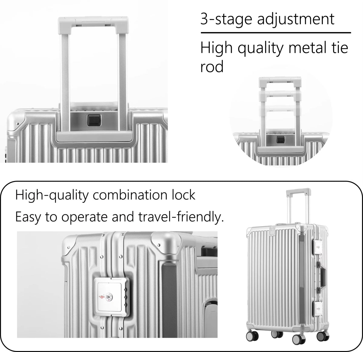 BunnyFly Suitcase Travel Suitcase Men Women 20 Carry-On Luggage Women PC Aluminum Frame Trolley Case TSA Password Lock