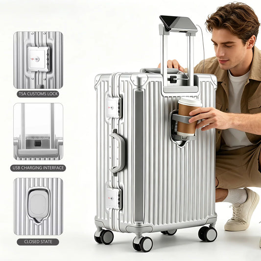 BunnyFly Suitcase Travel Suitcase Men Women 20 Carry-On Luggage Women PC Aluminum Frame Trolley Case TSA Password Lock