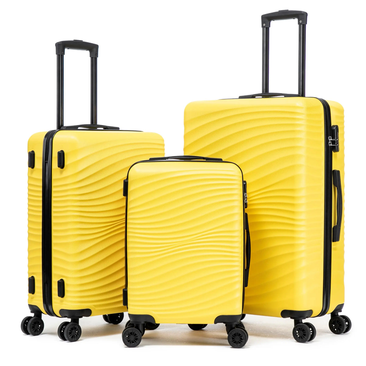 Luggage Sets 3 Piece ABS Hardshell Suitcase Set with Spinner Wheels Carry On Hardside Travel Luggage with TSA Lock, Lightweight Durable