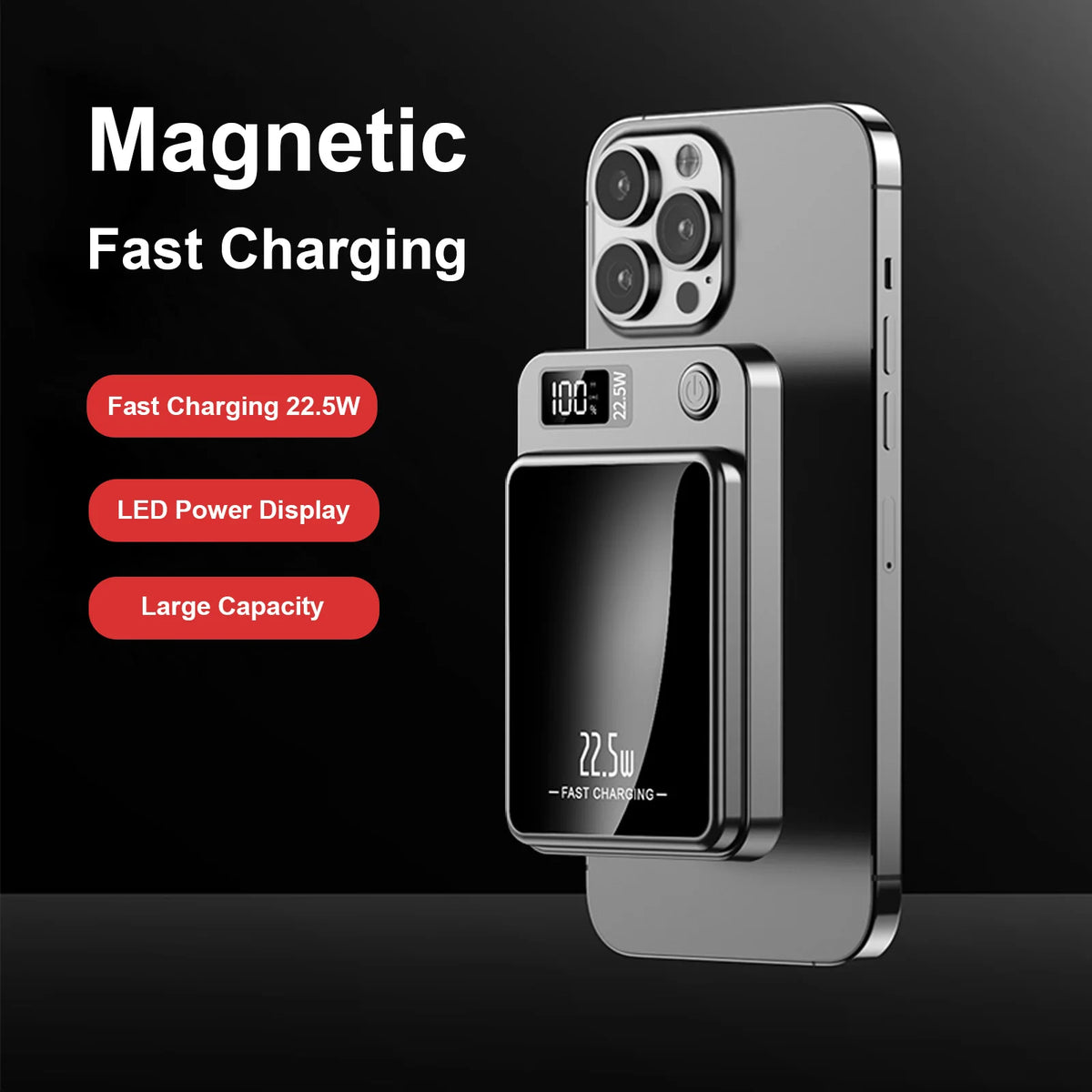 Magnetic Wireless Power Bank With Fast Charging LED Display