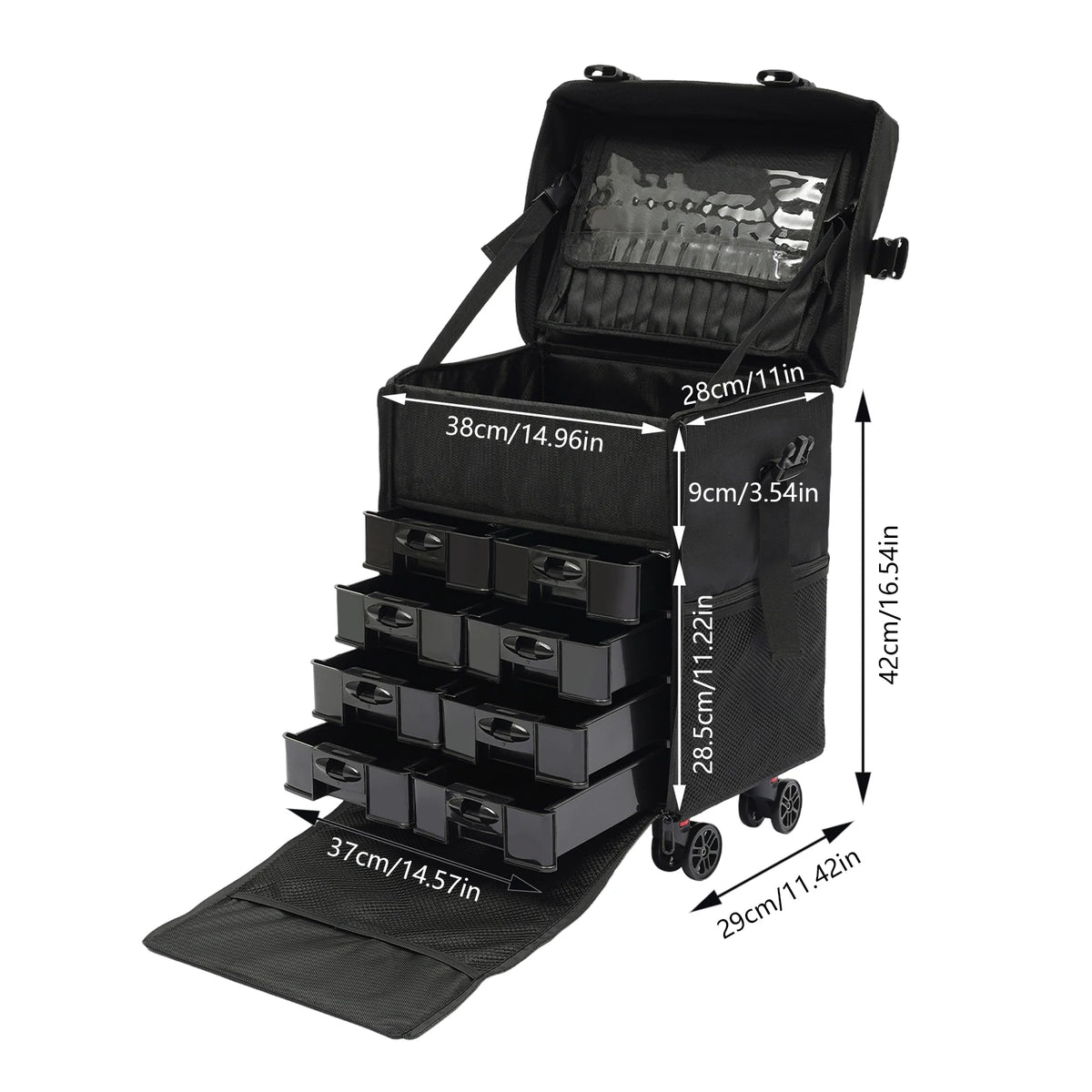 Rolling Makeup Case, Cosmetic Case Trolley, Make Up Suitcase Cosmetic Trolley, Makeup Suitcase with Four Universal Wheels