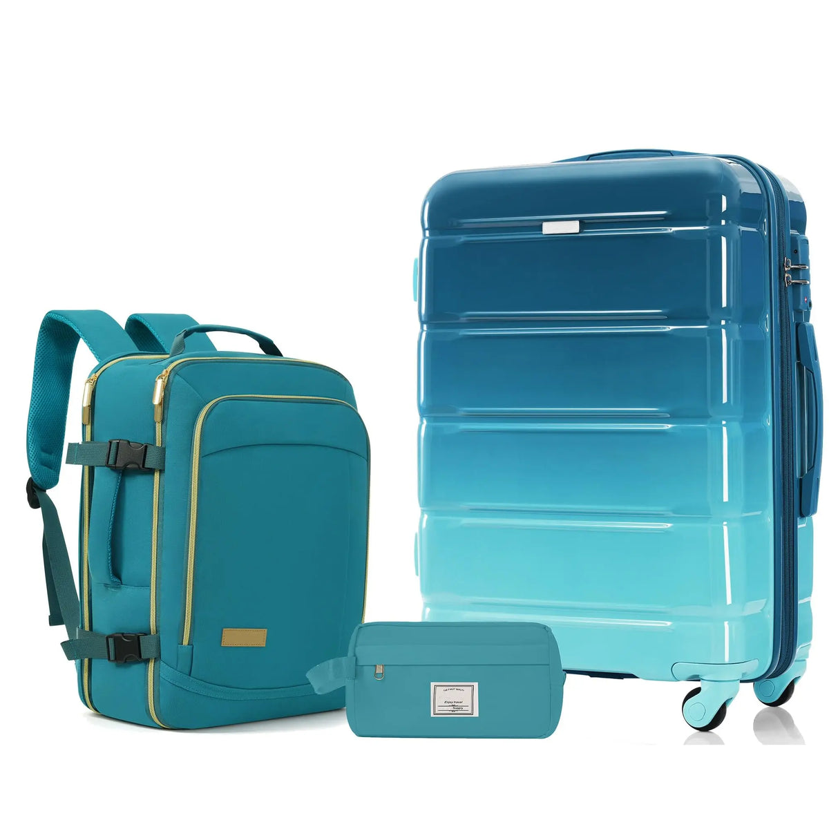 3 Piece Luggage Set Hard Shell Suitcases with Wheels, Antique White Durable Carry on Luggage with Lock, Rolling Checked Travel Suitcase for Women & Men, Lightweight Suit Case for Travel