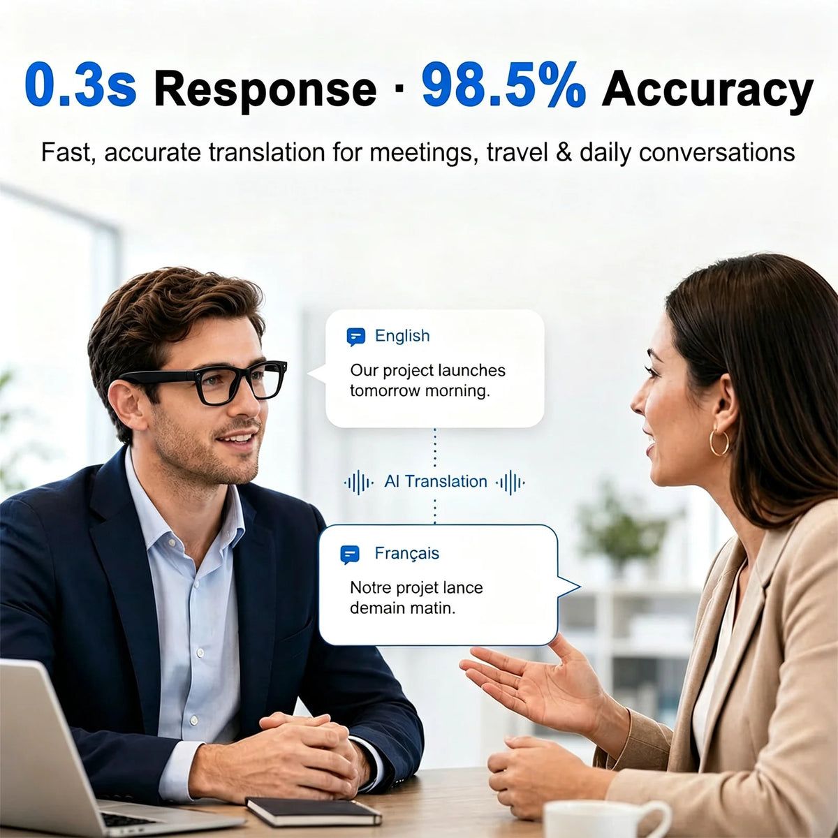 Ai Smart Glasses With Camera 4k, Real-Time Translation, AI Assistant, Object Recognition, Open-Ear Speakers, AI Voice Control, Bluetooth 5.4 For HD Video & Immersive Audio