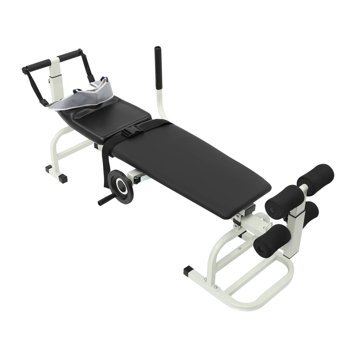59.06-74.8in Long Back Stretch Bench,Adjustable Multifunctional Neck Stretcher Cervical Stretch Device, Handwheel Control Cervical Lumbar Traction Bed for Wellness Centers