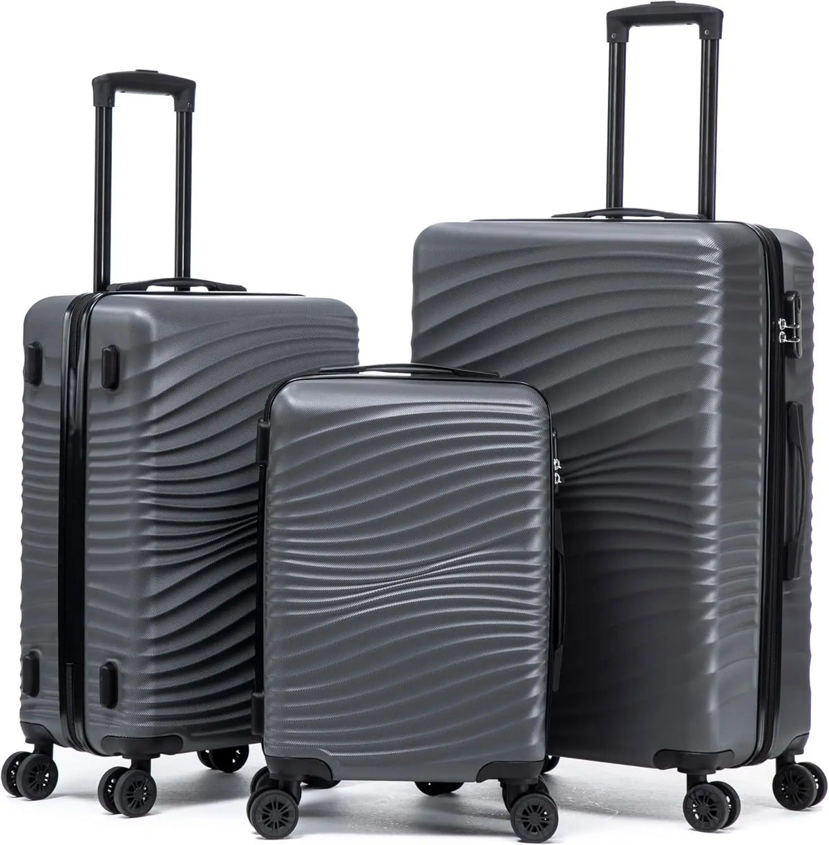 Luggage Sets 3 Piece ABS Hardshell Suitcase Set with Spinner Wheels Carry On Hardside Travel Luggage with TSA Lock, Lightweight Durable