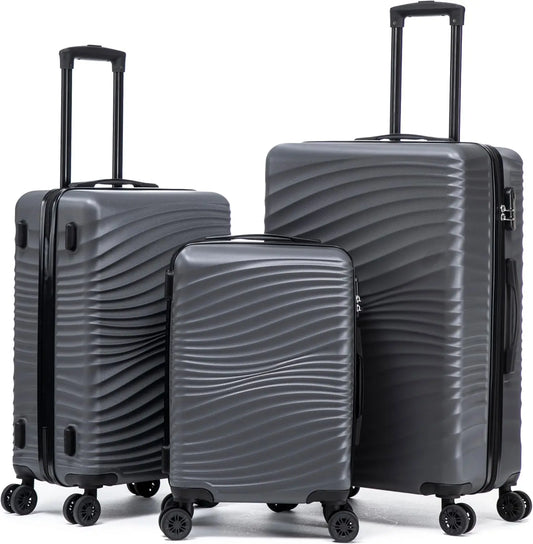 Luggage Sets 3 Piece ABS Hardshell Suitcase Set with Spinner Wheels Carry On Hardside Travel Luggage with TSA Lock, Lightweight Durable
