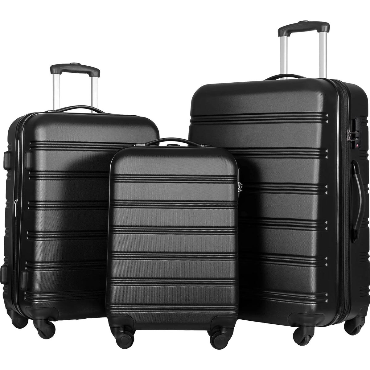 3 Piece Luggage Set Hard Shell Suitcases with Wheels, Antique White Durable Carry on Luggage with Lock, Rolling Checked Travel Suitcase for Women & Men, Lightweight Suit Case for Travel