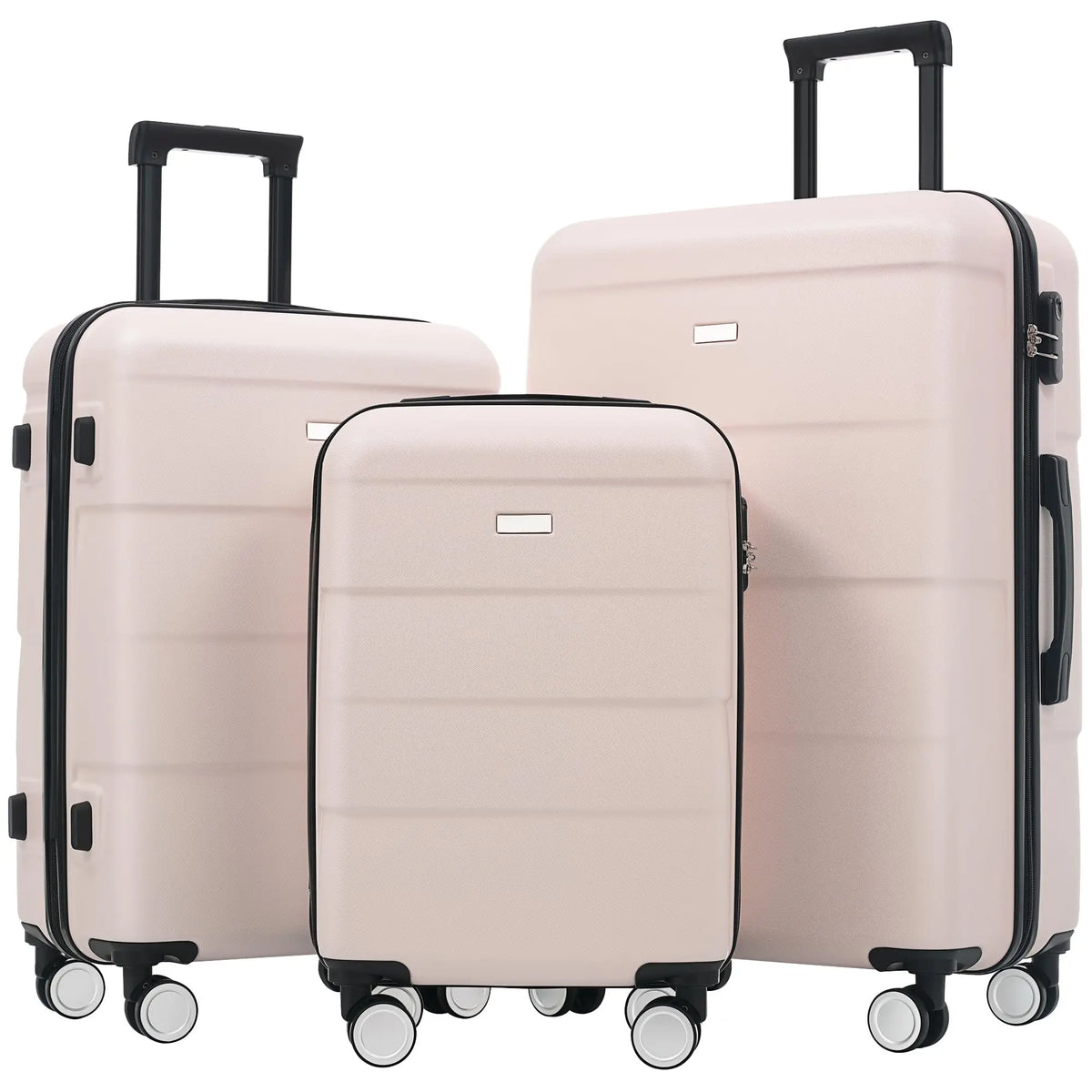 3 Piece Luggage Set Hard Shell Suitcases with Wheels, Antique White Durable Carry on Luggage with Lock, Rolling Checked Travel Suitcase for Women & Men, Lightweight Suit Case for Travel