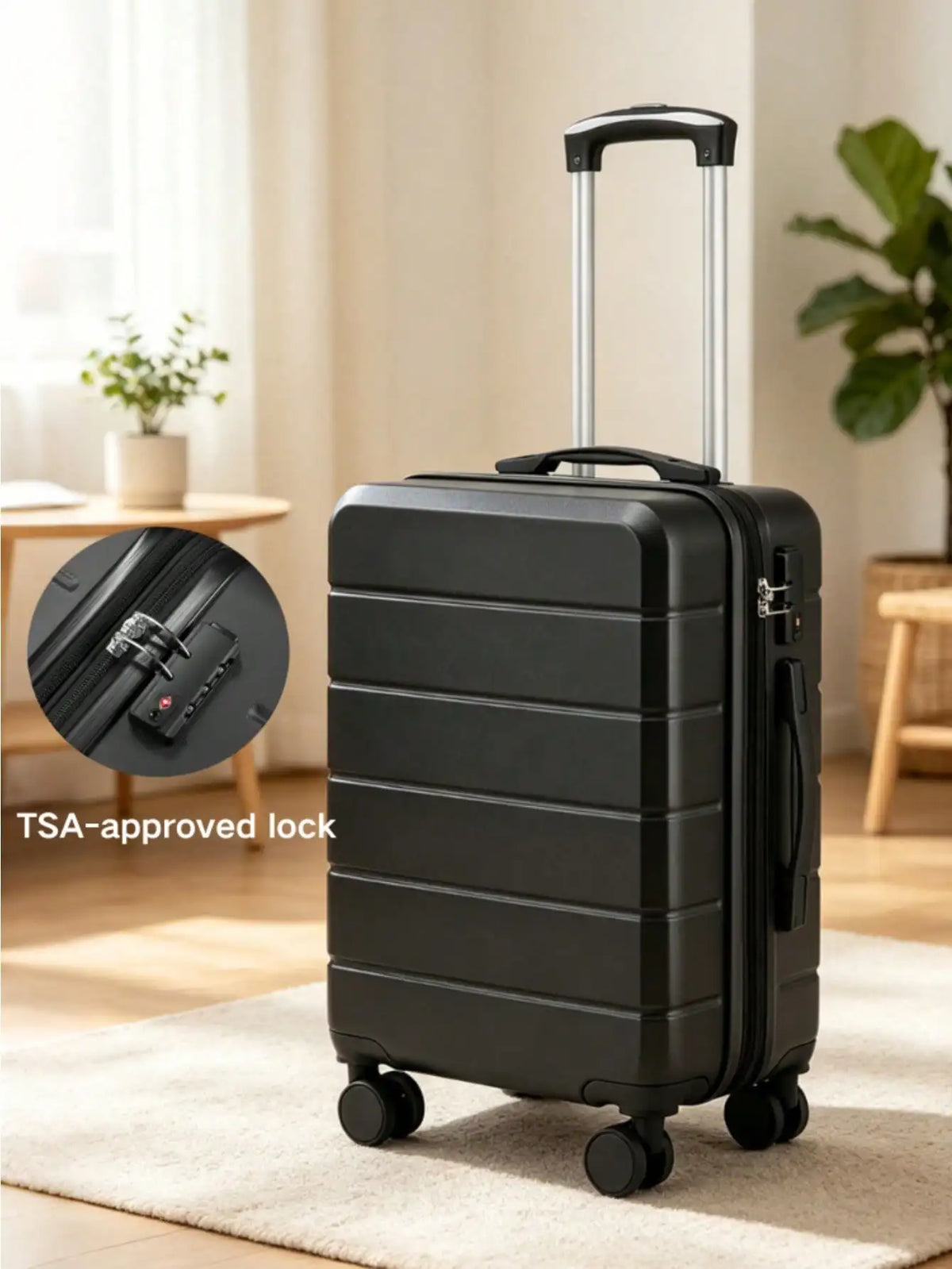 20 Inch Hard Shell Carry On Luggage Suitcase, Lightweight ABS Hardside Travel Hand Luggage with 360° Spinner Wheels, Built-In TSA Lock, Airline Approved Blue Rolling Suitcase for Men Women, Ideal for Business Trips, Weekend