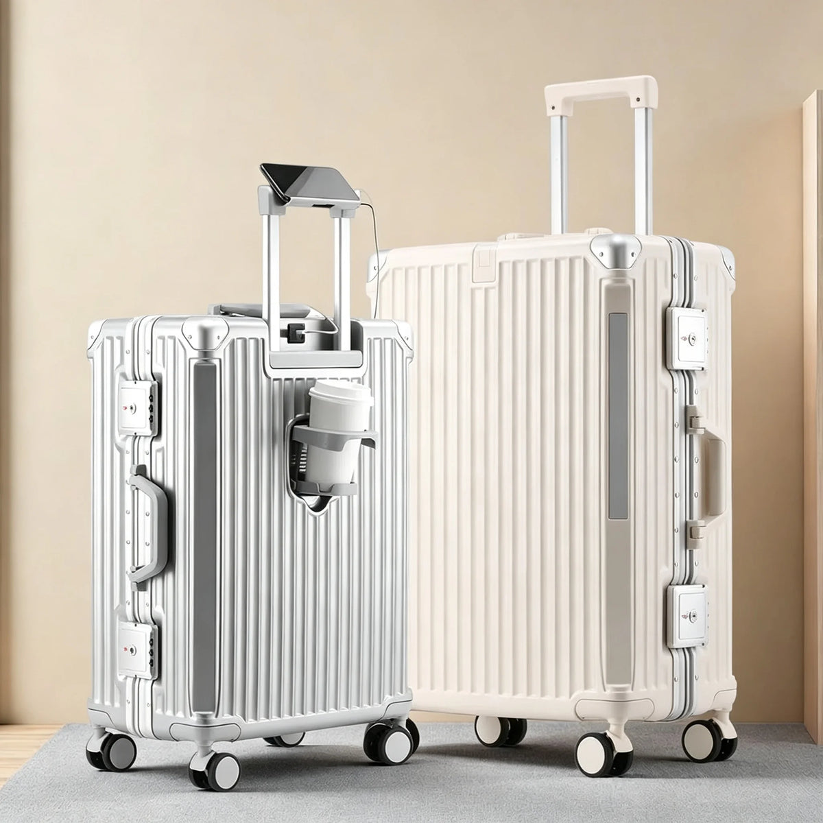 BunnyFly Suitcase Travel Suitcase Men Women 20 Carry-On Luggage Women PC Aluminum Frame Trolley Case TSA Password Lock