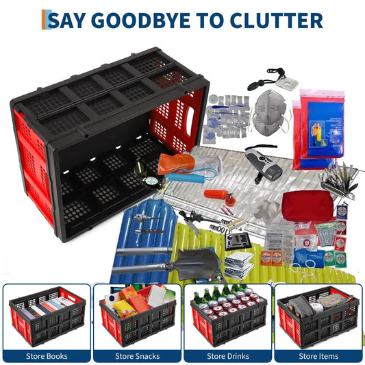 HiMISS Collapsible Plastic Storage Crate With Handles For Moving