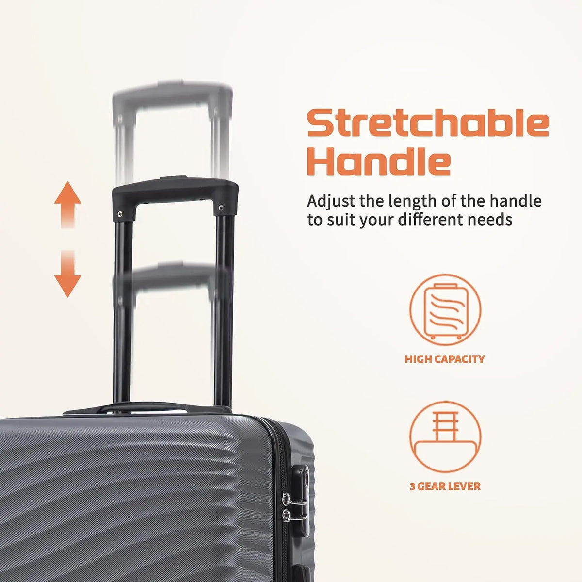 Luggage Sets 3 Piece ABS Hardshell Suitcase Set with Spinner Wheels Carry On Hardside Travel Luggage with TSA Lock, Lightweight Durable