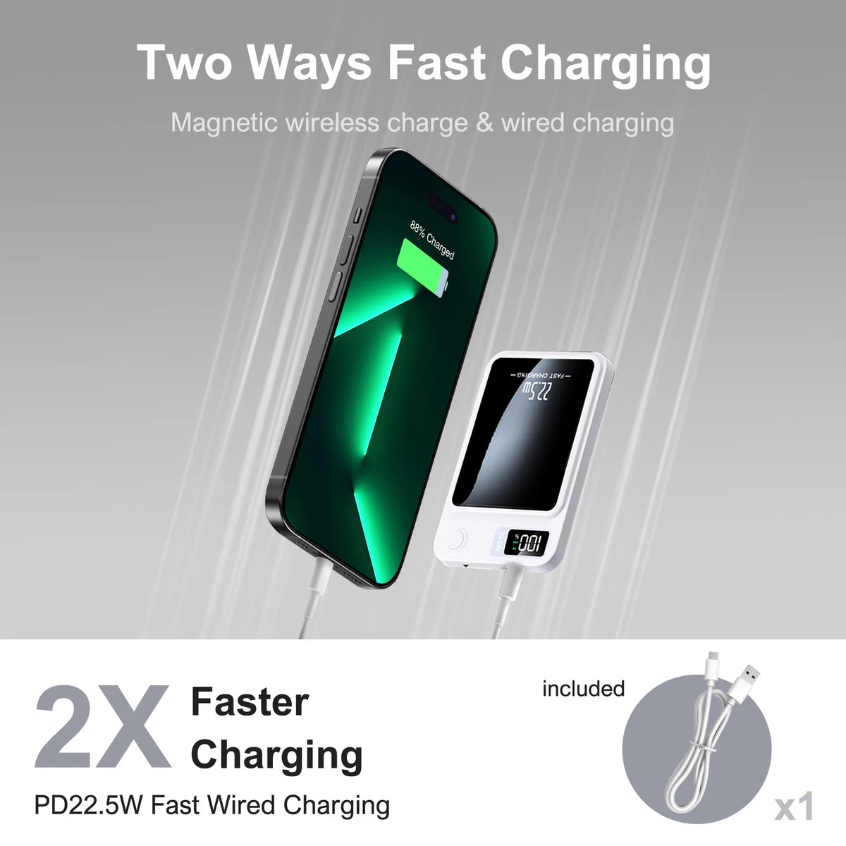 Magnetic Wireless Power Bank With Fast Charging LED Display