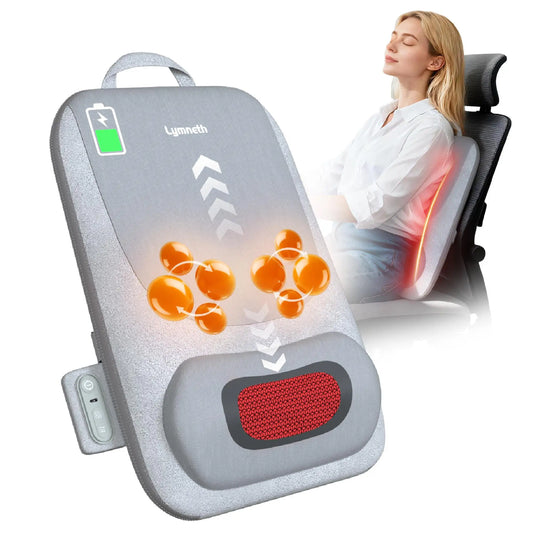 Cordless Back Massager with Heat, Up and Down Rolling Massage & Heated Lower Back, 4D Shiatsu Back Massager