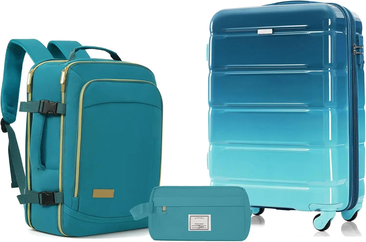3 Piece Luggage Set Hard Shell Suitcases with Wheels, Antique White Durable Carry on Luggage with Lock, Rolling Checked Travel Suitcase for Women & Men, Lightweight Suit Case for Travel