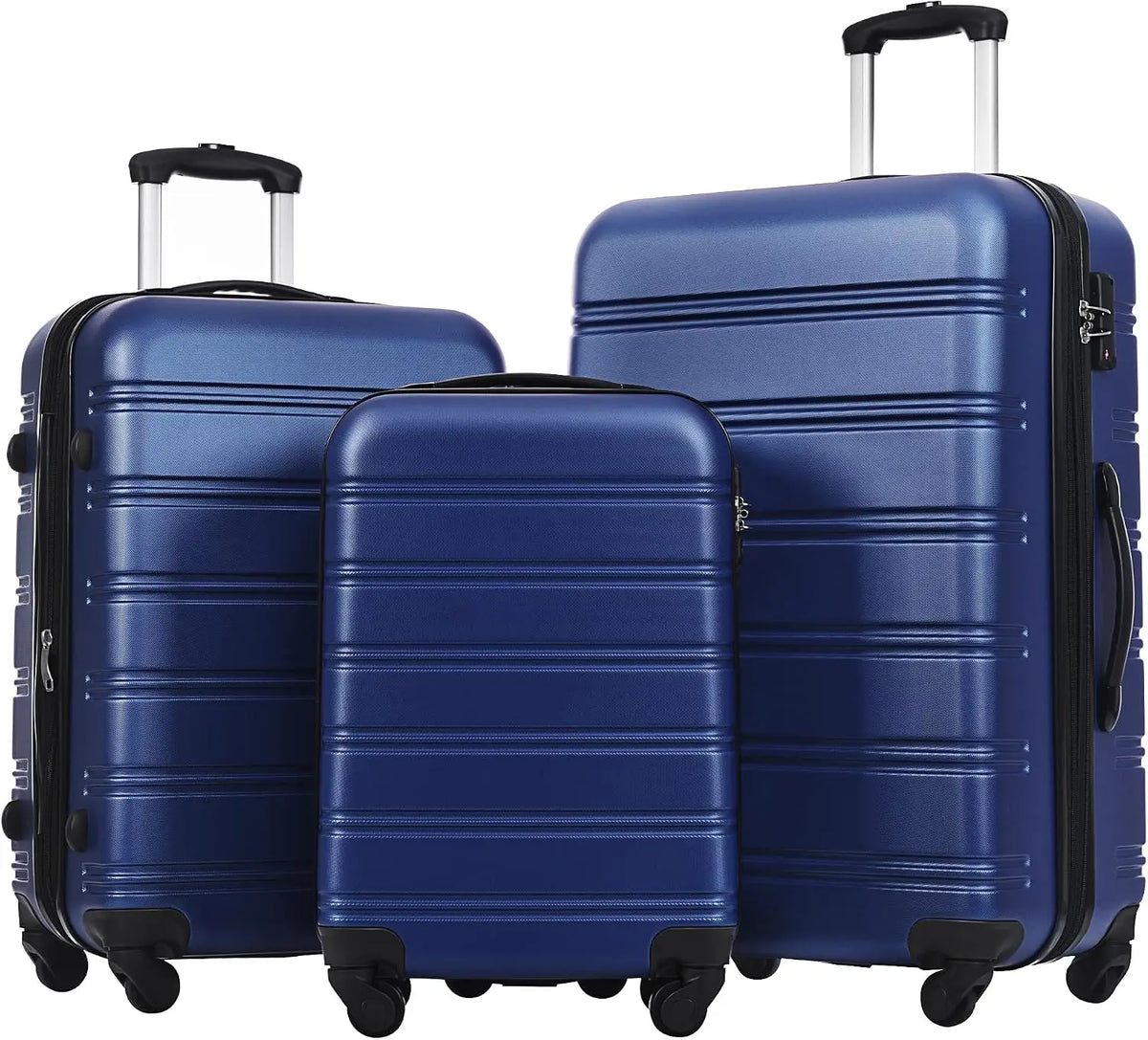 3 Piece Luggage Set Hard Shell Suitcases with Wheels, Antique White Durable Carry on Luggage with Lock, Rolling Checked Travel Suitcase for Women & Men, Lightweight Suit Case for Travel