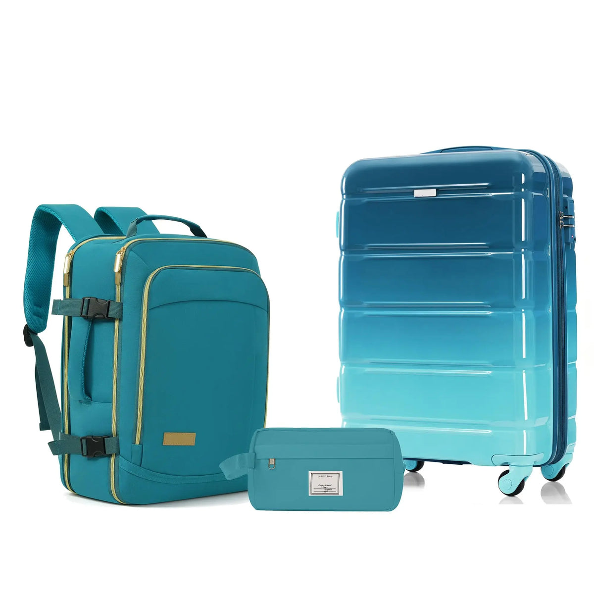3 Piece Luggage Set Hard Shell Suitcases with Wheels, Antique White Durable Carry on Luggage with Lock, Rolling Checked Travel Suitcase for Women & Men, Lightweight Suit Case for Travel