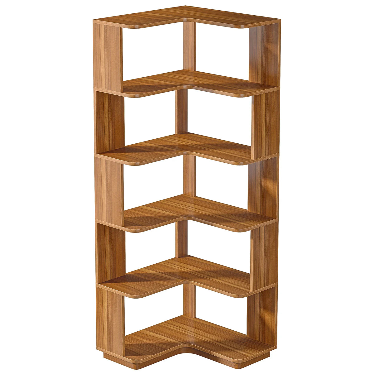 Tribesigns 6 Tier Corner Bookshelf, 64.96 Inch Tall Industrial Corner Bookcase with Anti-Drop Panel,Wood Grain Corner Shelf