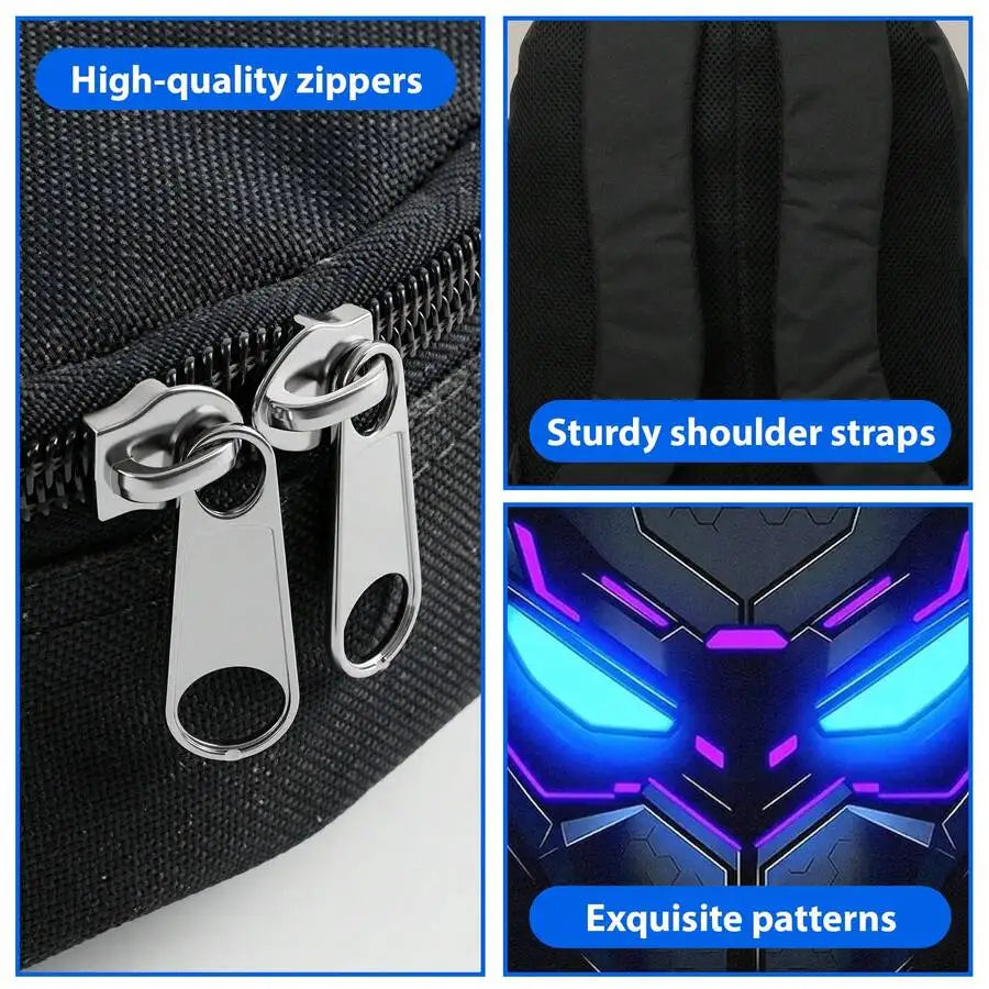 3PCS Cool Mecha Backpack Set , Large Capacity School Bag With Matching Lunch Bag & Pencil Case, Durable Lightweight Bookbag , Daily Use, And Gift