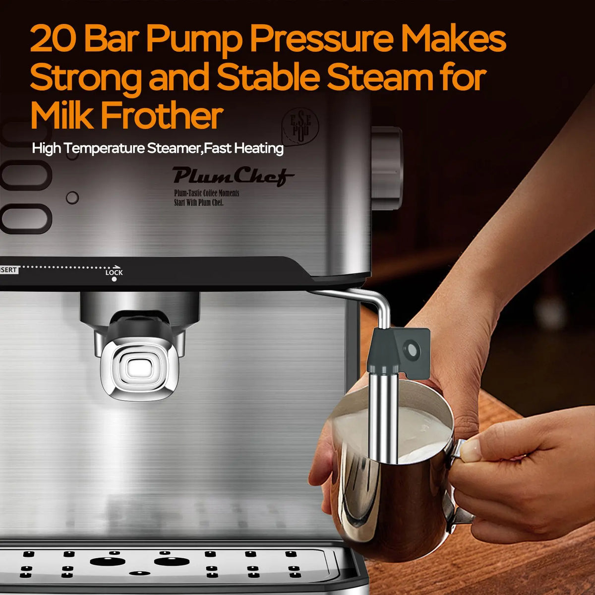 20 Bar Espresso Machine With Milk Frother Compact Professional