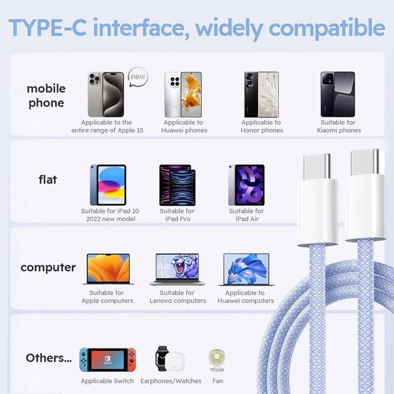 Jogrytece Fast Charging Nylon Braided Type C Cable