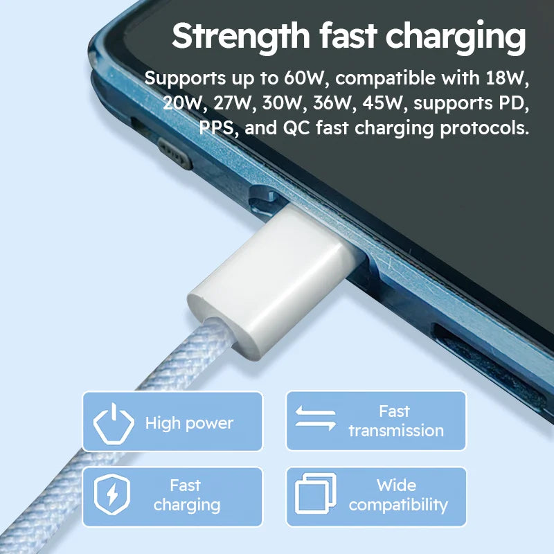 Jogrytece Fast Charging Nylon Braided Type C Cable