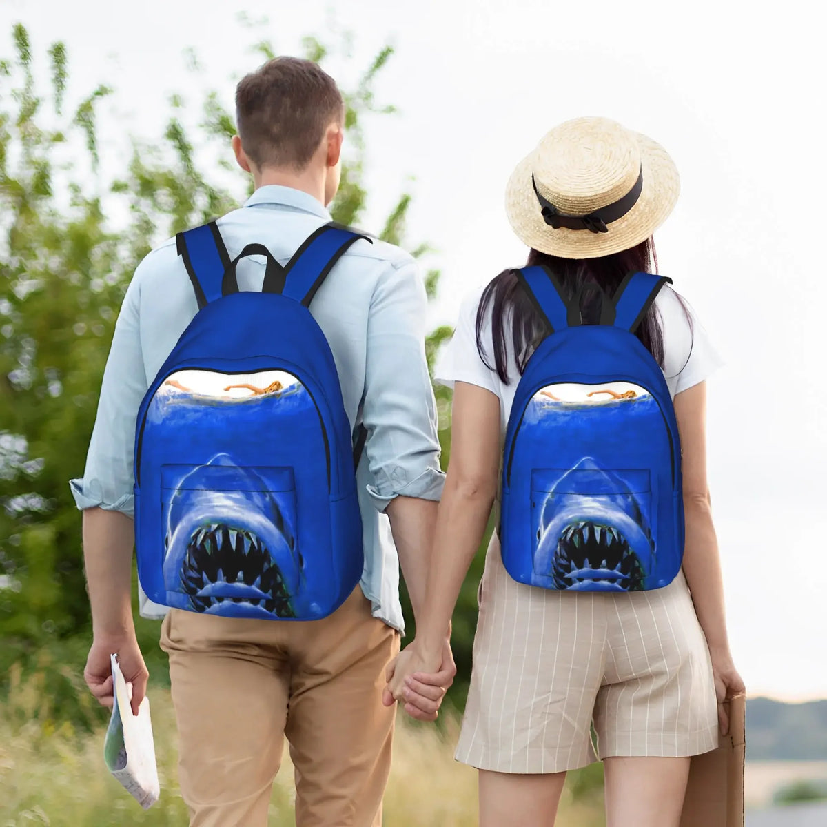 Jaw-Shark Classic Film Amity Island Backpack  Women Men Polyester Workout Backpacks Print Stylish School Bags Rucksack