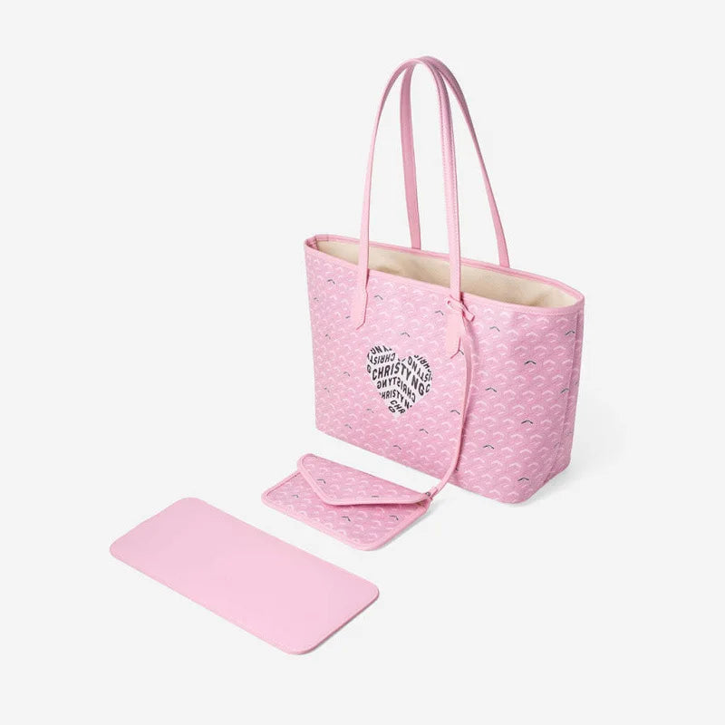 Printed Heart-shaped Letters Outdoor Large Capacity Travel Bento Box Universal Tote Bag Portable Luggage Storage Bag