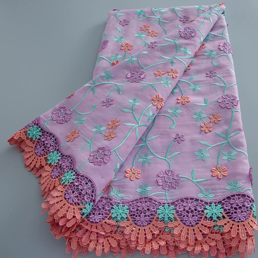 African Cotton Lace Fabric 2026 Swiss Voile Lace Elegant Nigerian 3D Embroidery Cotton Lace 5 Yards for Women Dresses Sew 4717