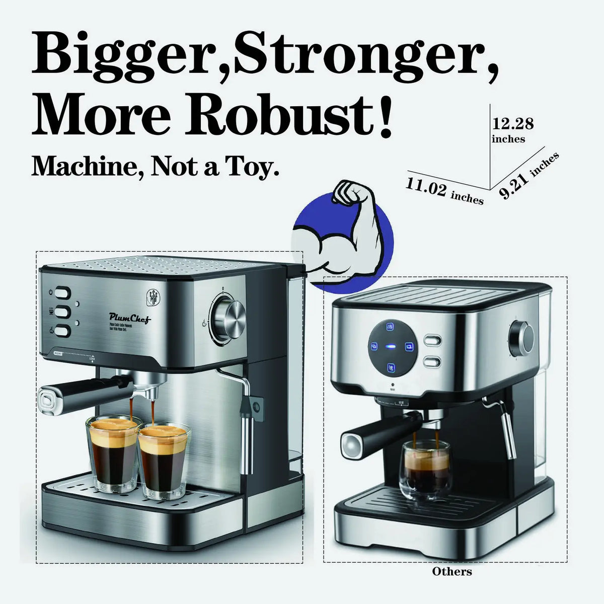 20 Bar Espresso Machine With Milk Frother Compact Professional